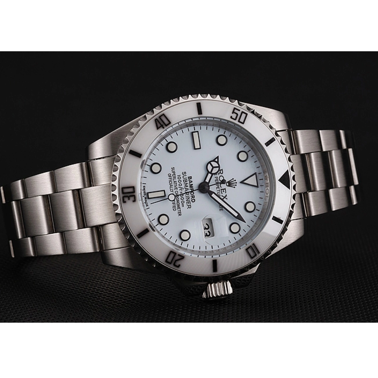 MiroTime 0711 Swiss Rolex Submariner Bamford White Dial Stainless Steel Bracelet 1453978
